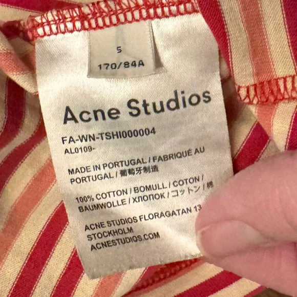 ACNE‎ STUDIOS Striped Smiley Patch Tee